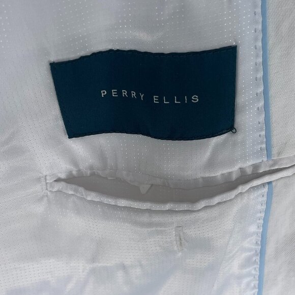 Perry Ellis Unisex Linen-Blend Suit Jacket Blazer White Minimalist Size 38 - Picture 9 of 11